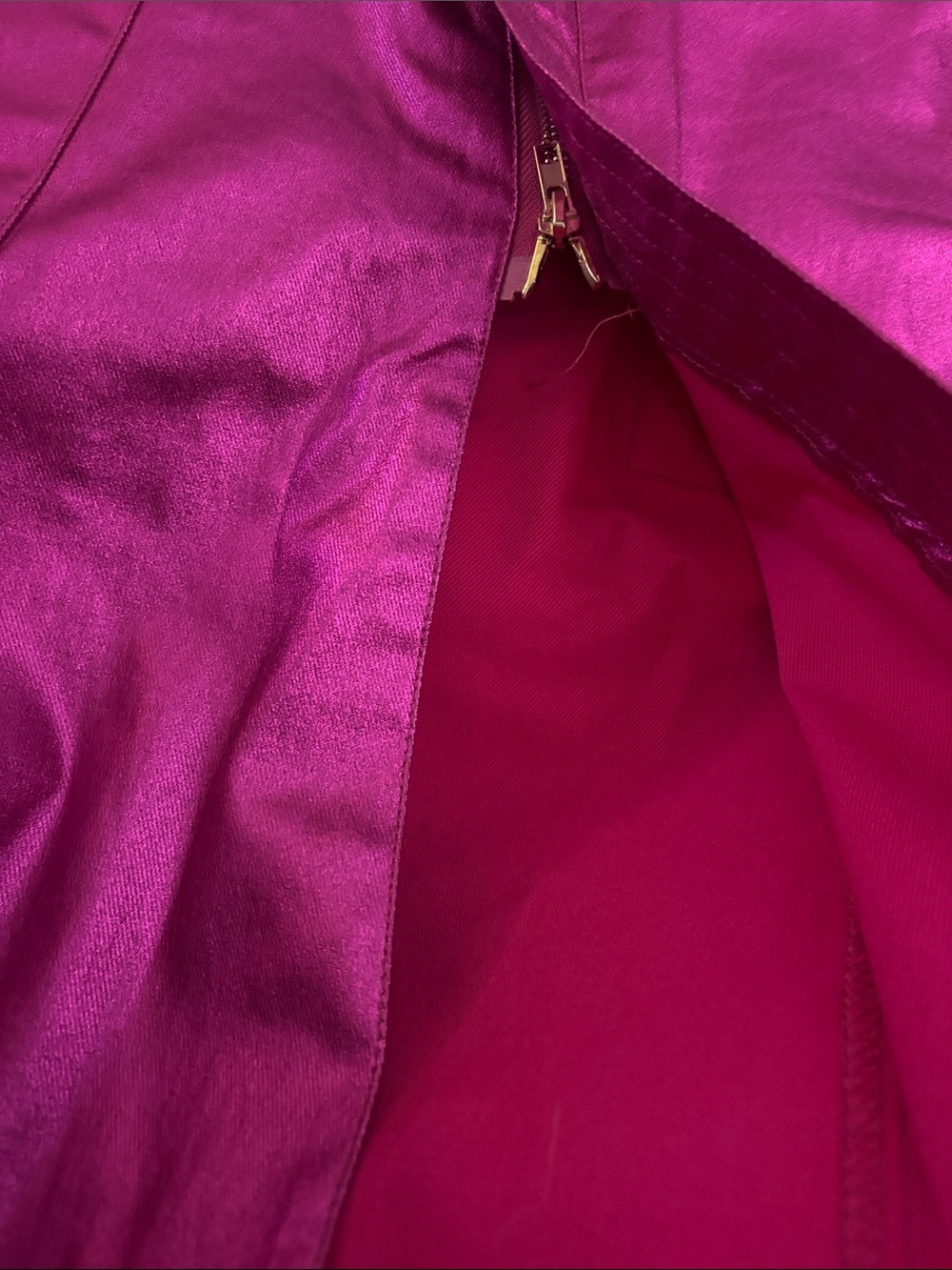 NWT MUY MUY Metallic Fuchsia Pink Cargo Midi Skirt w/ Two Way Zip | Size M - Picture 6 of 11